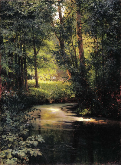 «Лесной ручей близ Полтавы». Мясоедов Г.Г. 1890 г.