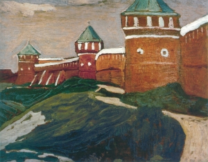 Рерих Н.К. суздаль. стены спасо-ефимиева монастыря (этюд). 1903.