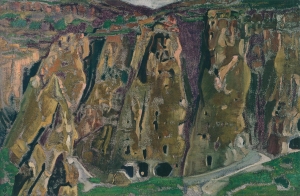 Рерих Н.К. пещеры в скалах. этюд. 1921. 