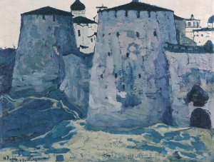 Рерих Н.К. городские стены изборска (этюд). 1903.