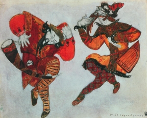 Рерих Н.К. скоморохи скула и ерошка (эскизы костюмов). 1914.
